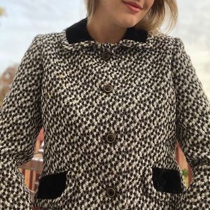 Vintage velvet and herringbone yellow lined locally made jacket unique & stylish